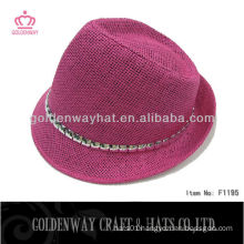 Special Paper with jewelry String Fedora Hat unique design paper braid natural hats supply